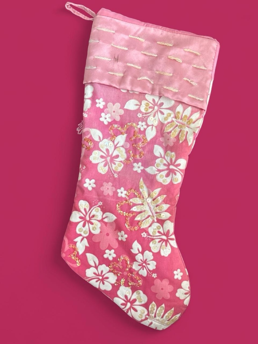 Y2K Pink Floral Holiday Stocking - Brand: